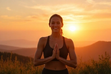 Žena cvičící jógu s úsměvem